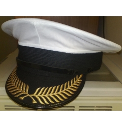 White Peaked Cap with Embroidered Peak